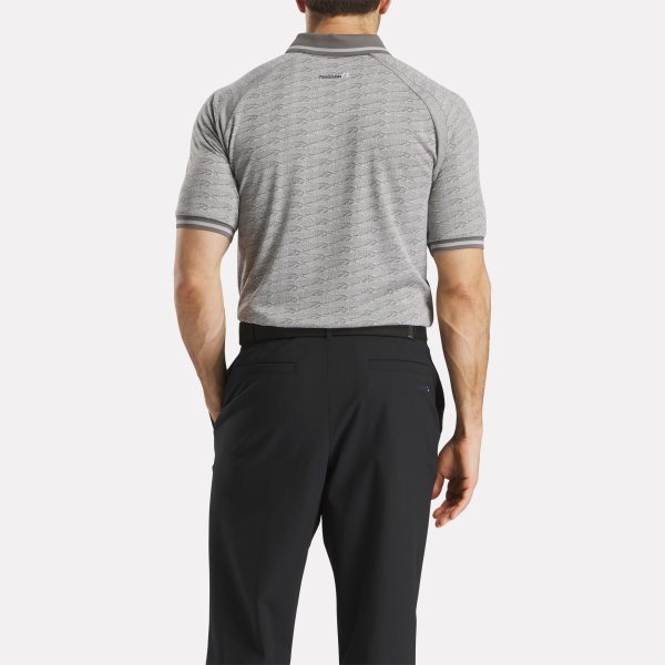 Men's Short Sleeve Tonal Vector Jacquard Polo Shirt with Tipped Rib Trim - Image 3