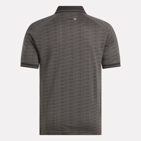 Men's Short Sleeve Tonal Vector Jacquard Polo Shirt with Tipped Rib Trim - Image 5