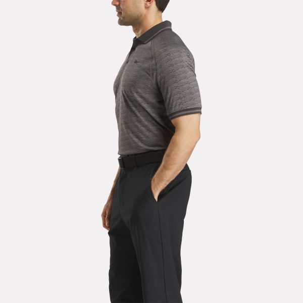 Men's Short Sleeve Tonal Vector Jacquard Polo Shirt with Tipped Rib Trim - Image 2