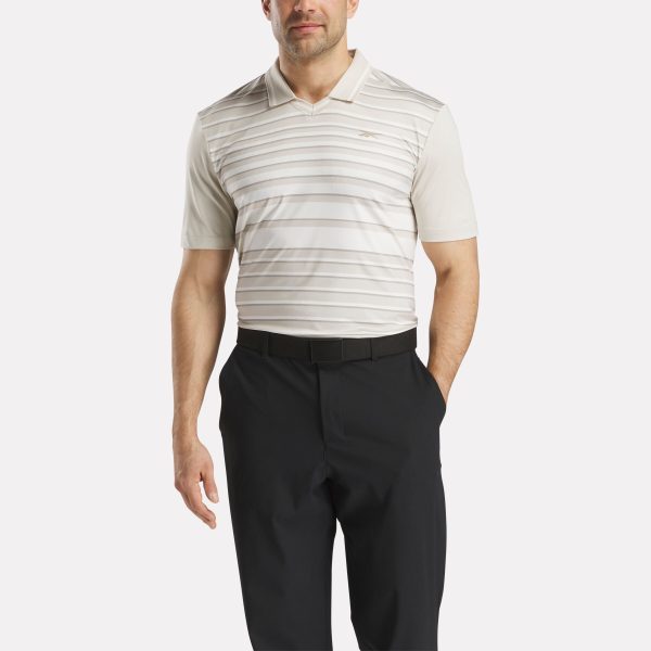 Men's Short Sleeve Stripe Pullover Polo Shirt with Tipped Rib Collar