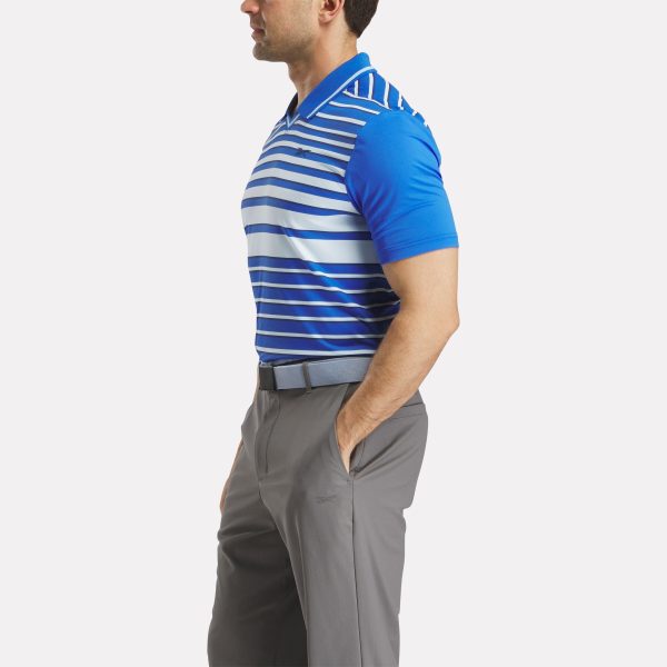 Men's Short Sleeve Stripe Pullover Polo Shirt with Tipped Rib Collar - Image 2