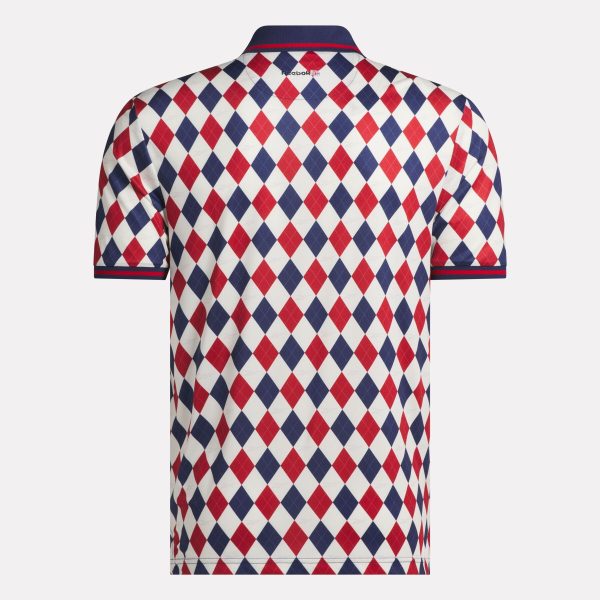 Men's Short Sleeve Vector Argyle Print Polo Shirt with Tipped Rib Trim - Image 5