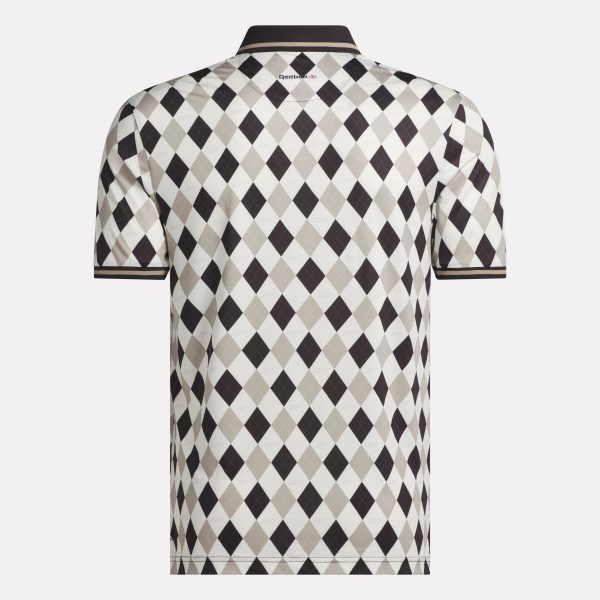 Men's Short Sleeve Vector Argyle Print Polo Shirt with Tipped Rib Trim - Image 5