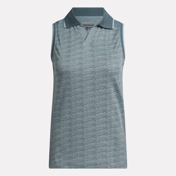 Women's Sleeveless Tonal Vector Jacquard Golf Polo Shirt - Image 4