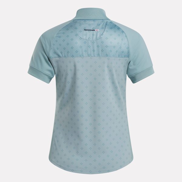 Women's Short Sleeve 1/4 Zip Mini Argyle Print Top - Image 5