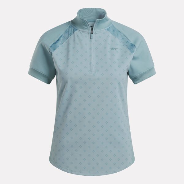 Women's Short Sleeve 1/4 Zip Mini Argyle Print Top - Image 4