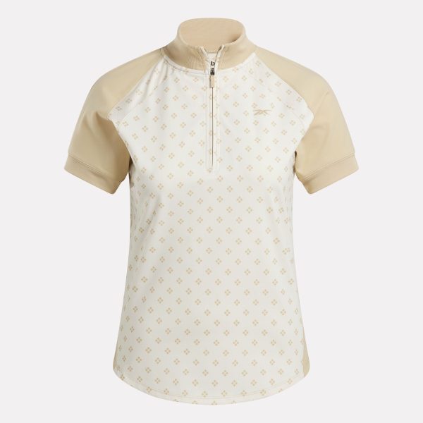 Women's Short Sleeve 1/4 Zip Mini Argyle Print Top - Image 4